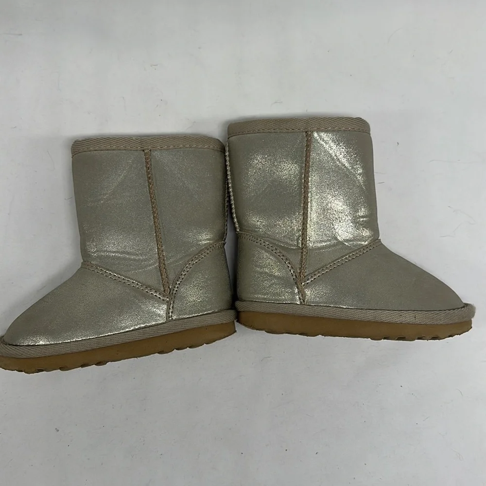 Childrens Toddler Kids Metallic Gold Boots Size 5